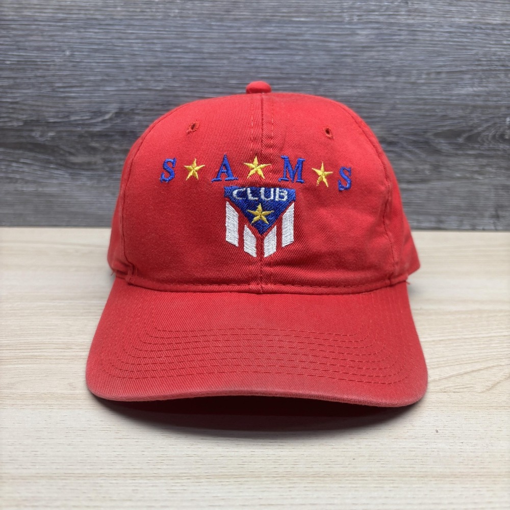 Vintage Sam's Club Hat Cap Snap Back Mens One Size Red Baseball Logo Embroidered